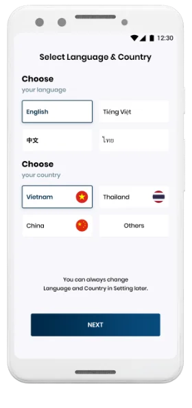 Nova App - Choose Language & Country Option